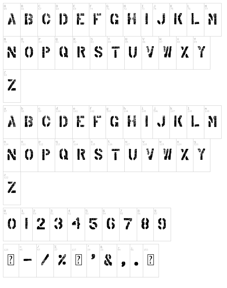 Arabica Export font map